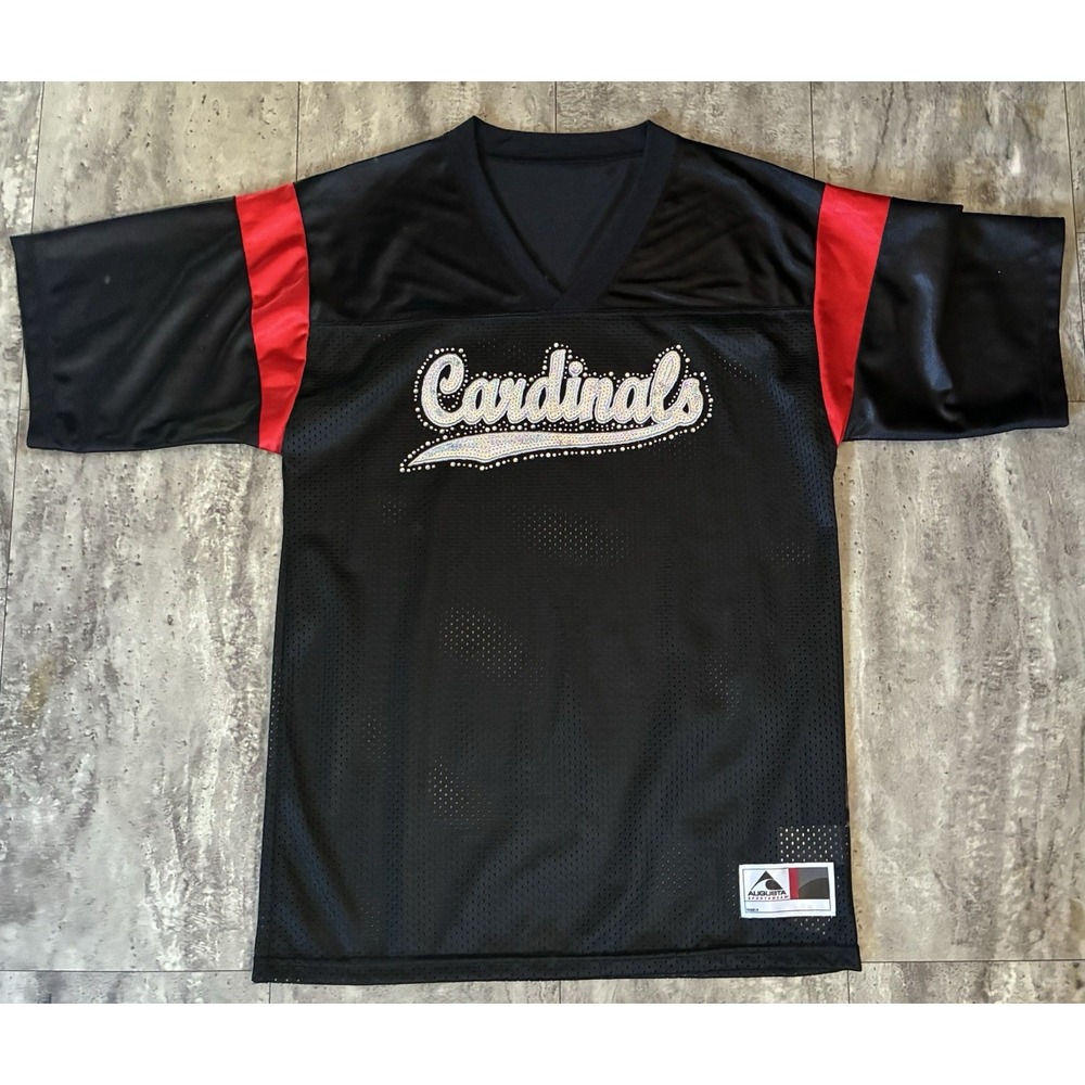 NWT St. Louis Cardinals Embellished Rhinestone Black Jersey Adult S Top Augusta